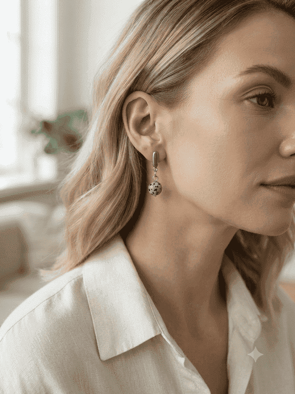 Boucles d'oreilles Jaspe Dalmatien