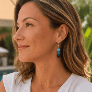 Boucles d'oreilles agate bleue