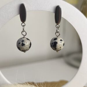 Boucles d'oreills Jaspe Dalmatien