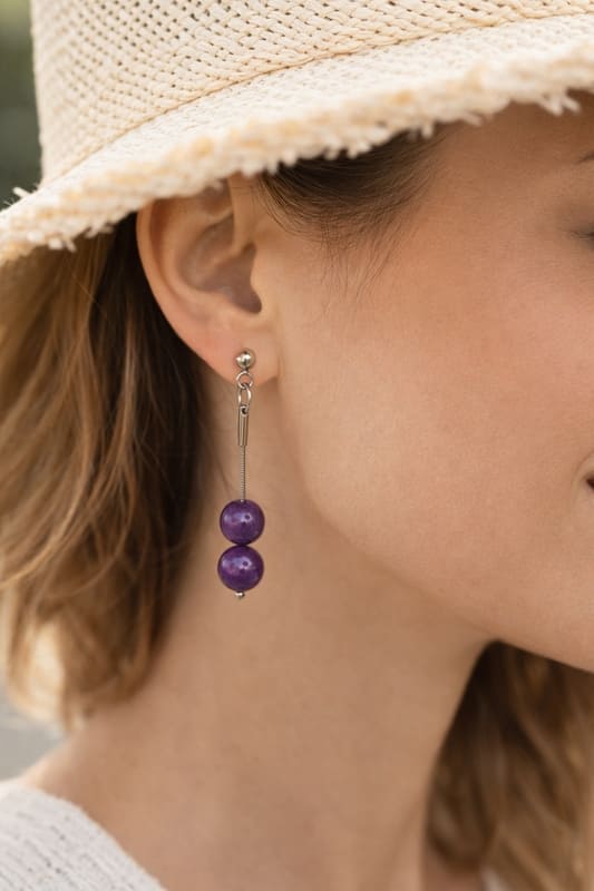 Boucles d'oreilles pierre véritable