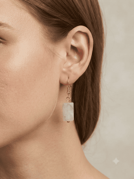 Boucles d'oreilles acier inoxydable & quartz rose