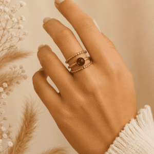 Bague dorée trois rangs