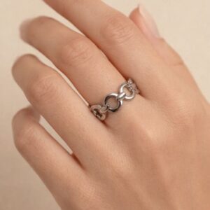 Bague en acier inoxydable argenté