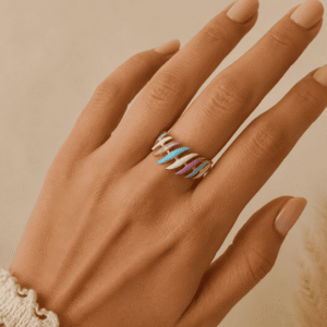 Bague en acier inoxydable colorée