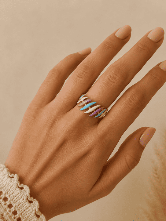 Bague en acier inoxydable colorée