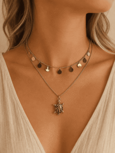 Collier en acier inoxydable & tortue