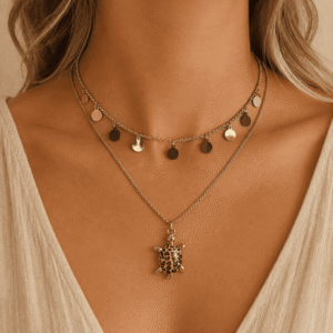 Collier en acier inoxydable & tortue