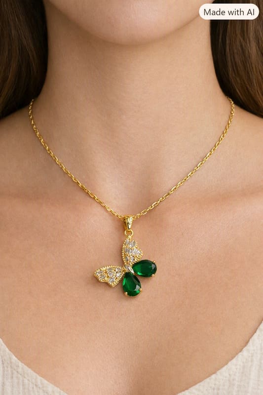 Collier en acier inoxydable et papillon