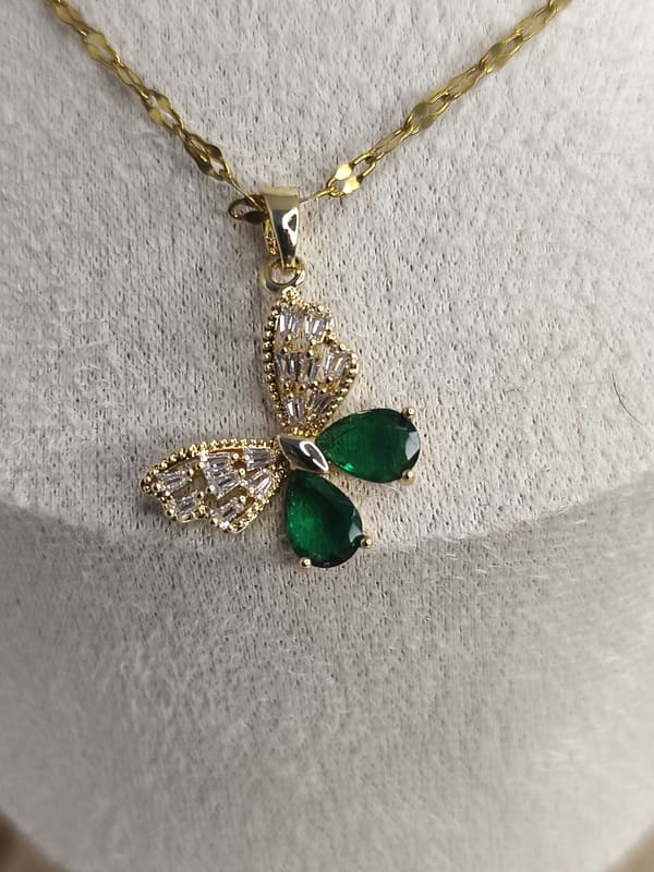 Collier en acier inoxydable & papillon