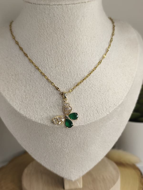 Collier en acier inoxydable & papillon