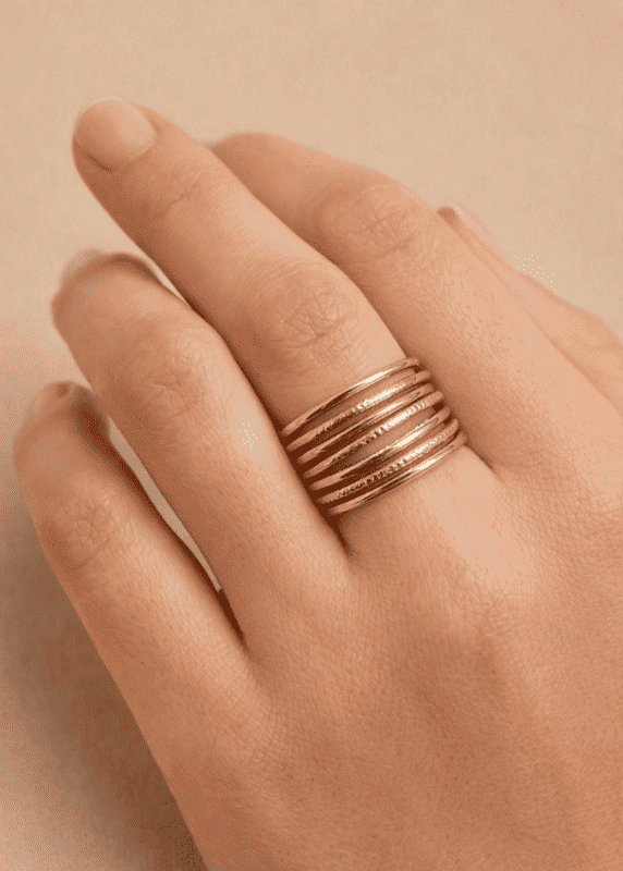 Bague doré en acier inoxydable