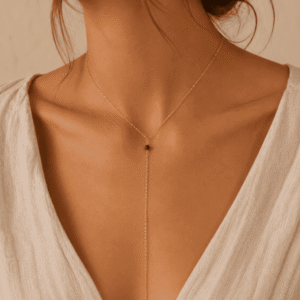 Collier cravate & pierre véritable