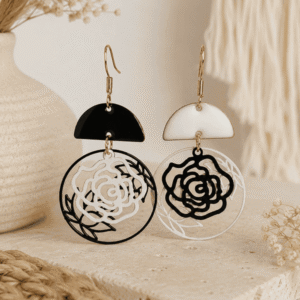 Boucles d'oreilles noir et blanc